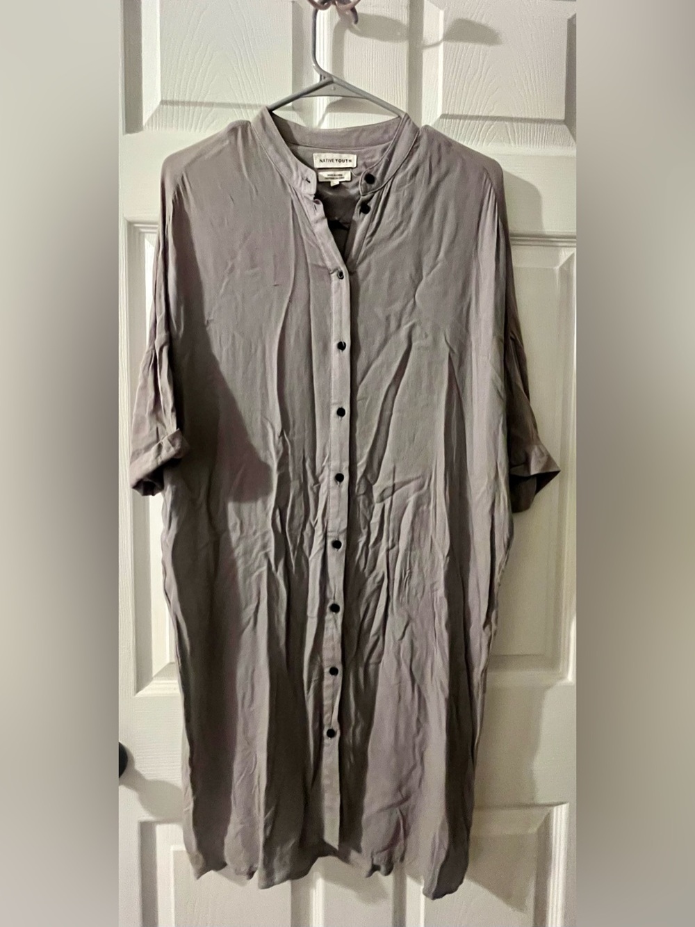 NATIVE YOUTH Light Grey Button-Front Tunic Top